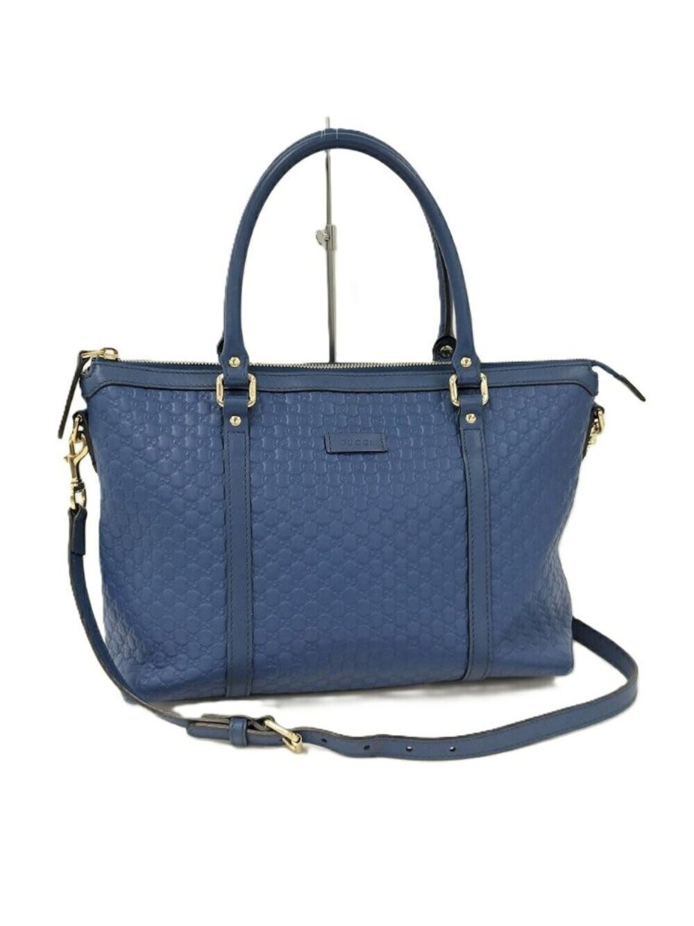 Gucci 2-Way Handbag Leather Navy